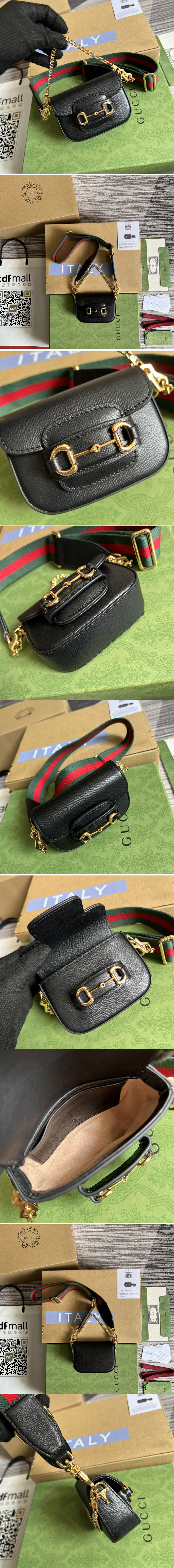 Replica Gucci ‎699760 Gucci Horsebit 1955 strap wallet in Black leather