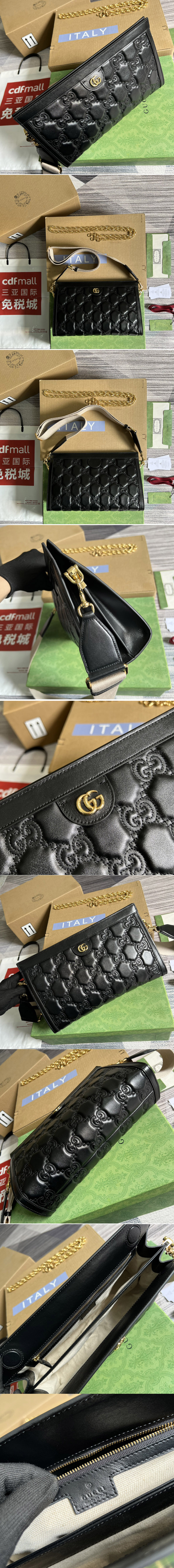 Replica Gucci 702196 GG Matelassé medium bag in Black GG Matelassé leather