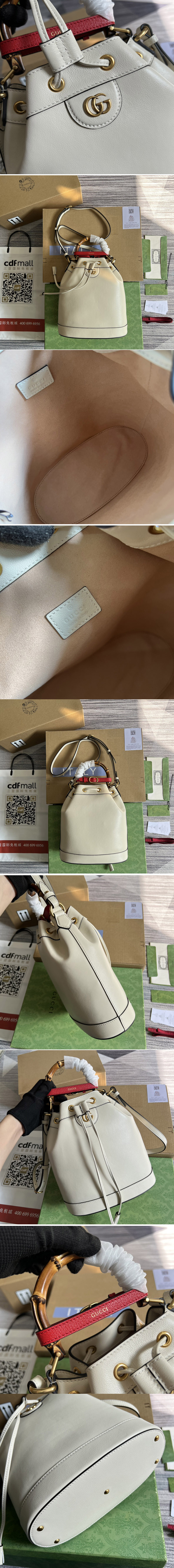 Replica Gucci 724652 Gucci Diana small bucket bag in White leather