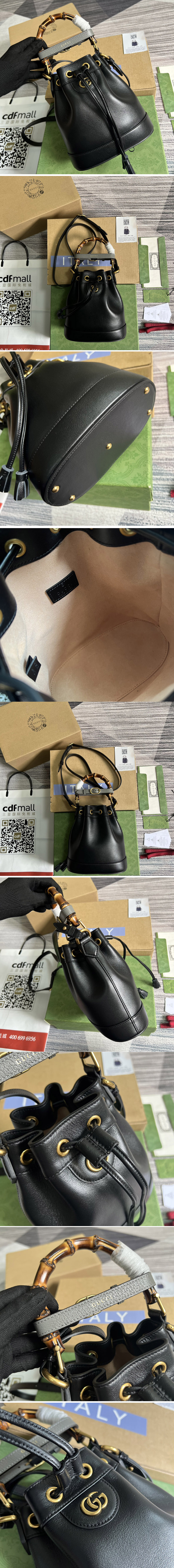 Replica Gucci 724667 Gucci Diana mini bucket bag in Black leather