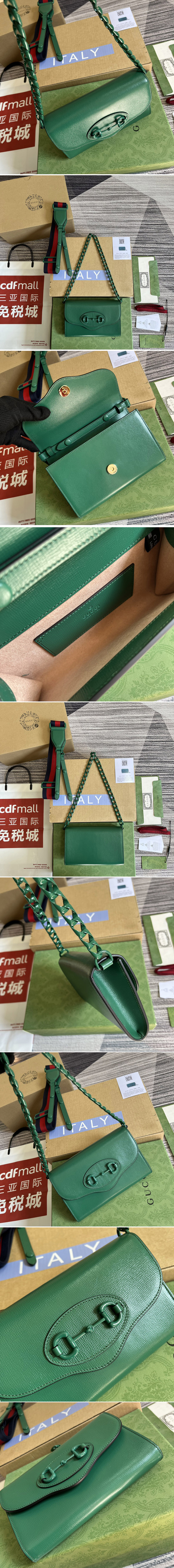 Replica Gucci ‎724713 Gucci Horsebit 1955 mini bag in Green leather