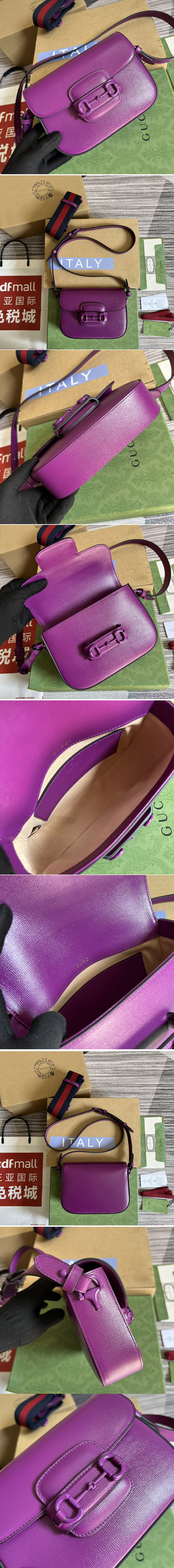 Replica Gucci ‎726226 Gucci Horsebit 1955 small shoulder bag in Purple leather