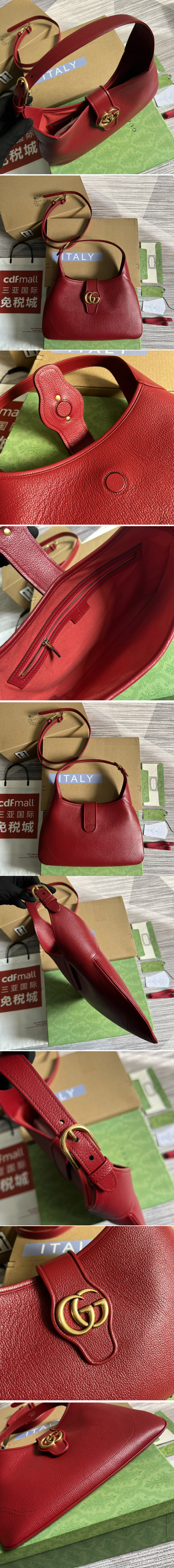 Replica Gucci ‎726274 Aphrodite medium shoulder bag in Red soft leather