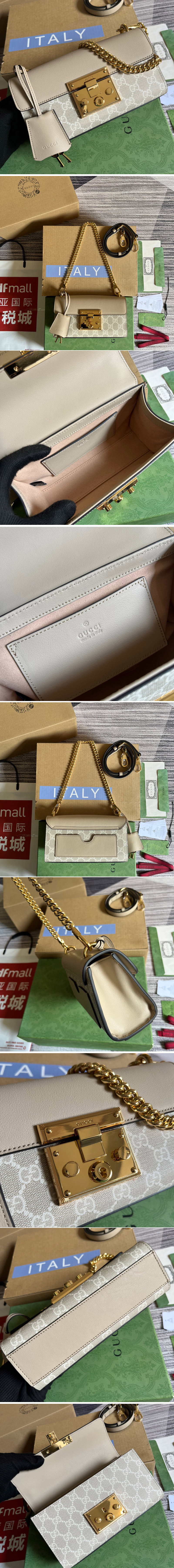 Replica Gucci ‎‎735103 Padlock Mini shoulder bag in Beige and white GG Supreme canvas