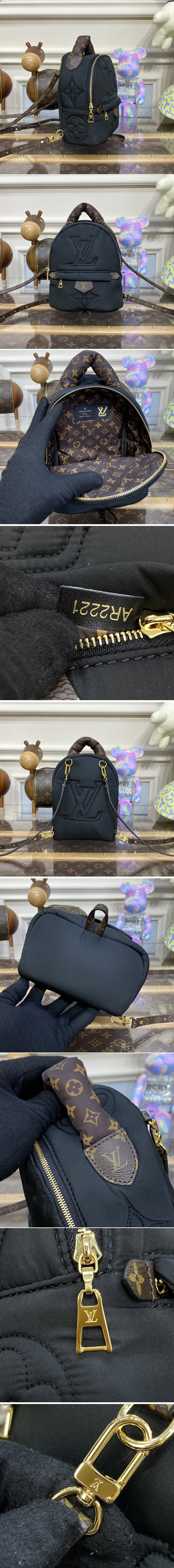 Replica Louis Vuitton M21060 LV Pillow Palm Springs Mini backpack in Black Recycled nylon