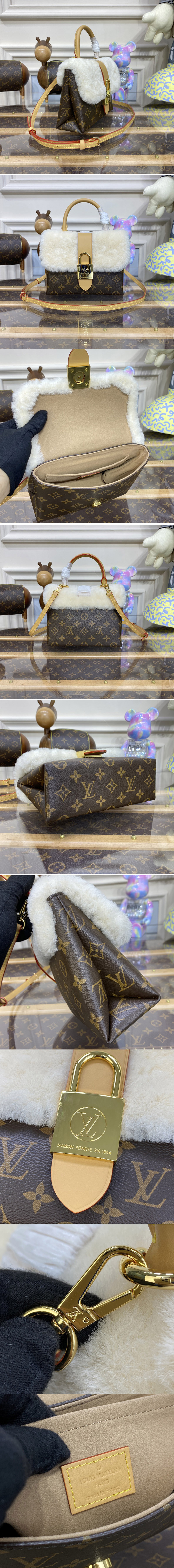 Replica Louis Vuitton M46318 LV Locky BB handbag in Monogram coated canvas and shearling