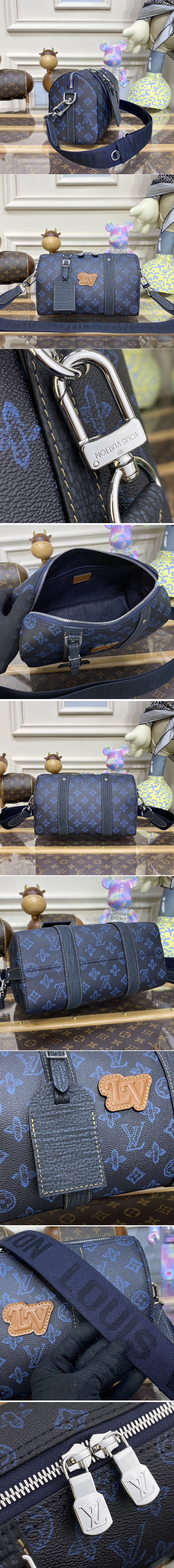 Replica Louis Vuitton M46339 LV City Keepall Bag in Blue Monogram coated canvas