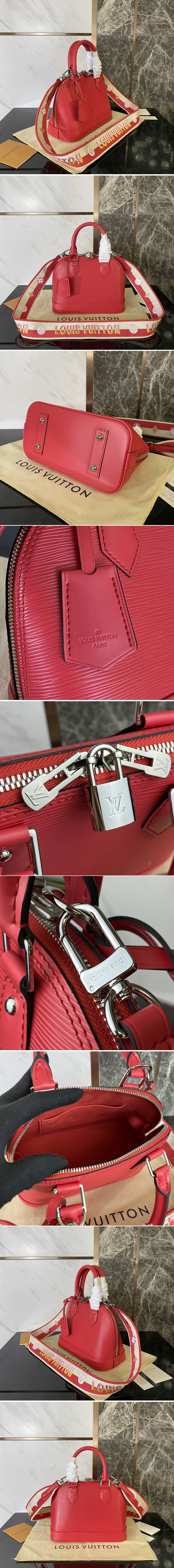 Replica Louis Vuitton M59346 LV Alma BB Bag on Red Epi Leather