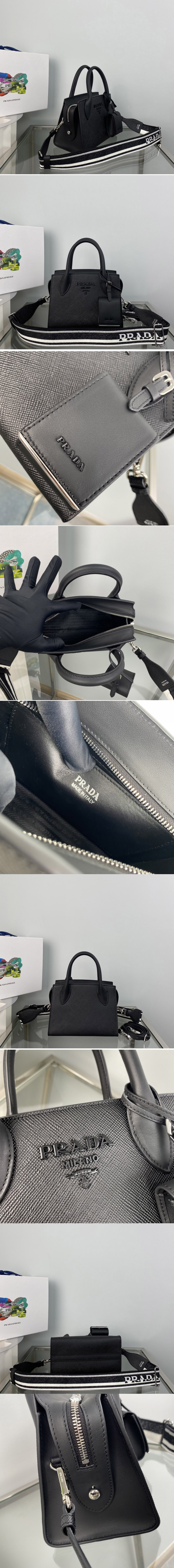 Replica Prada 1BA269 Small Prada Kristen Saffiano bag in Black Saffiano leather