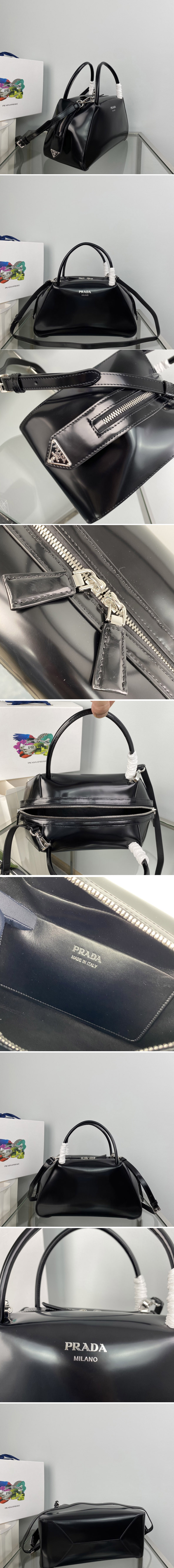 Replica Prada 1BA365 Medium brushed leather Prada Supernova handbag in Black Leagther