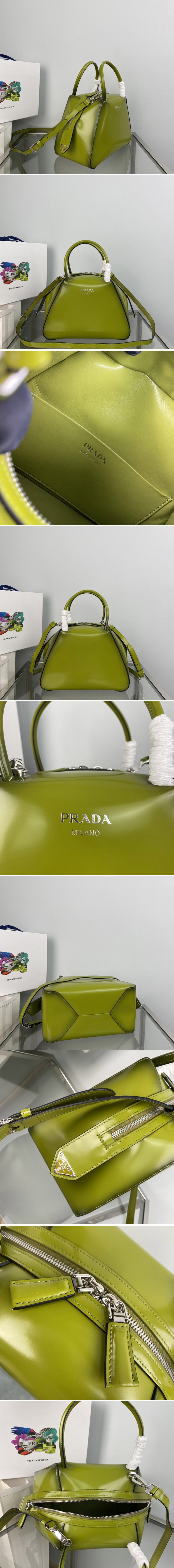 Replica Prada 1BA366 Small brushed leather Prada Supernova handbag in Green Leagther