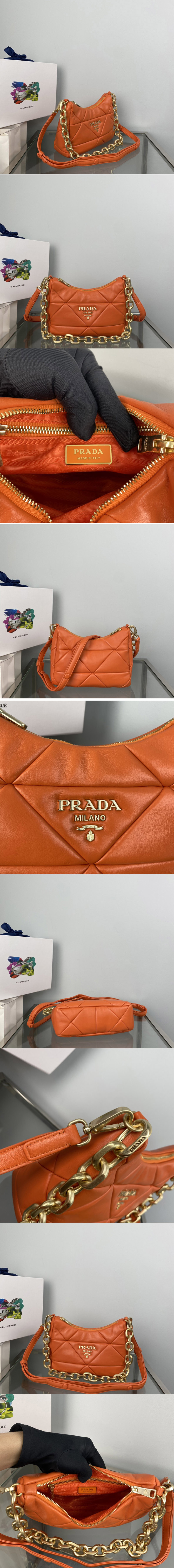 Replica Prada 1BC157 Prada System nappa leather patchwork bag in Orange Leather