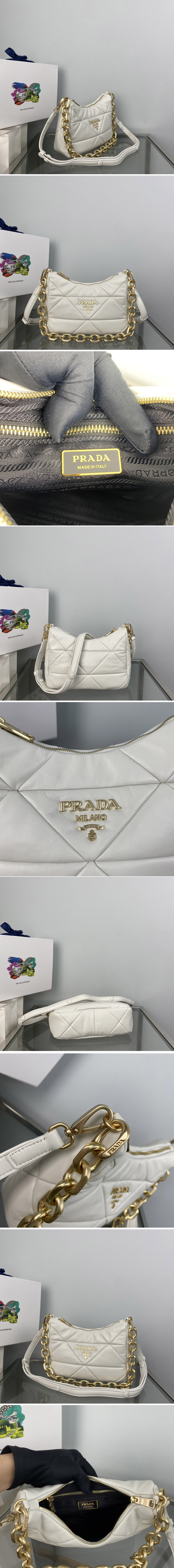 Replica Prada 1BC157 Prada System nappa leather patchwork bag in White Leather