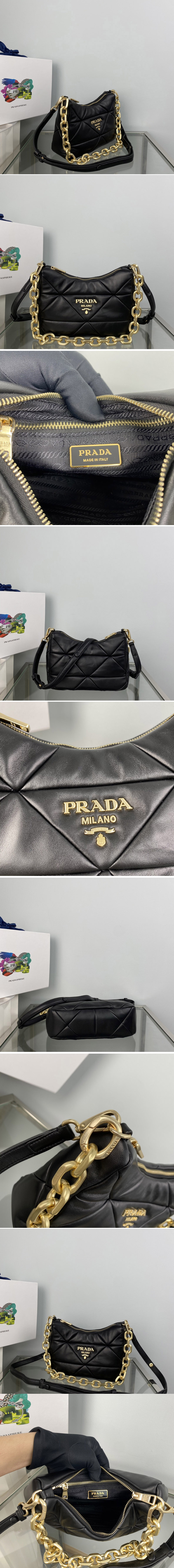 Replica Prada 1BC157 Prada System nappa leather patchwork bag in Black Leather