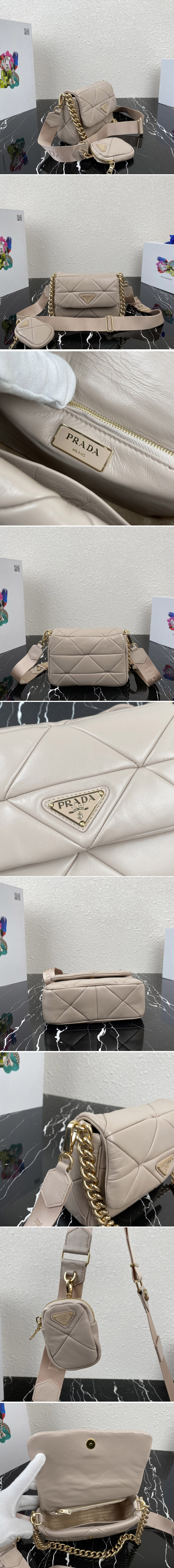 Replica Prada 1BD292 Prada System nappa leather patchwork bag in Beige Leather