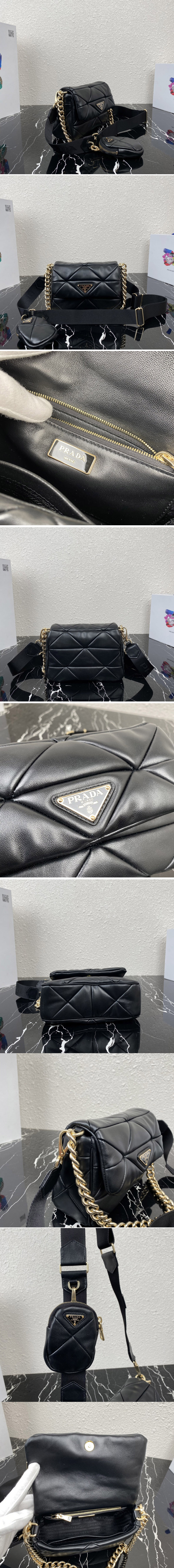 Replica Prada 1BD292 Prada System nappa leather patchwork bag in Black Leather