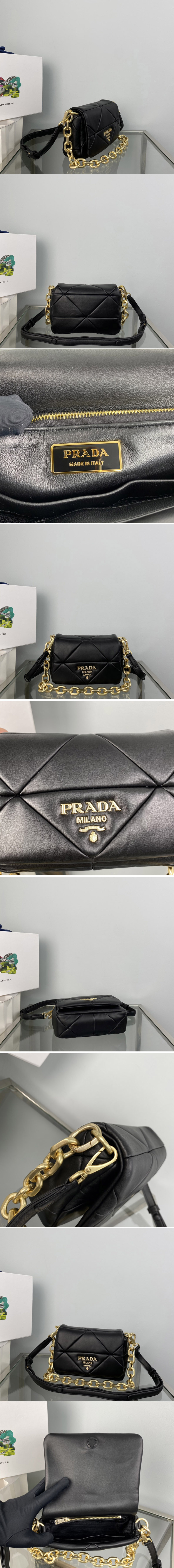 Replica Prada 1BD292 Prada System nappa patchwork shoulder bag in Black Leather