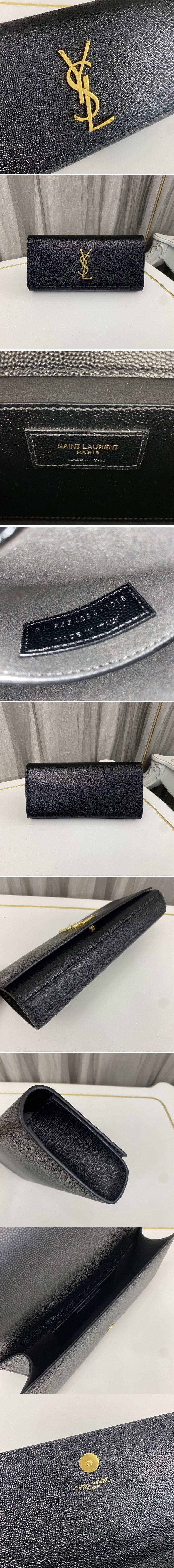 Replica Saint Laurent 326079 YSL Clutch in Black Leather