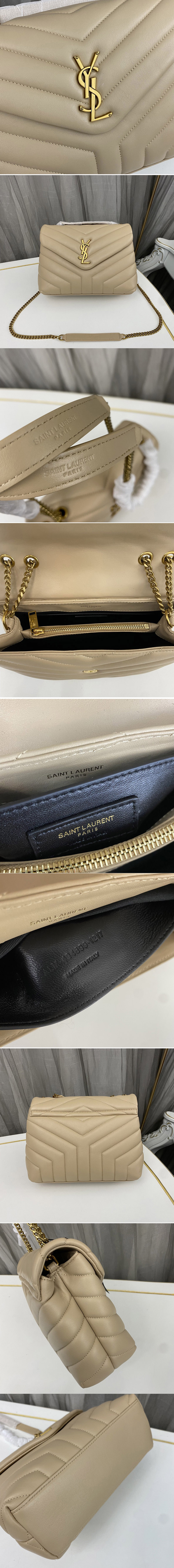 Replica Saint Laurent 467072 YSL Loulou Toy Bag In Apricot Matelasse Y Leather