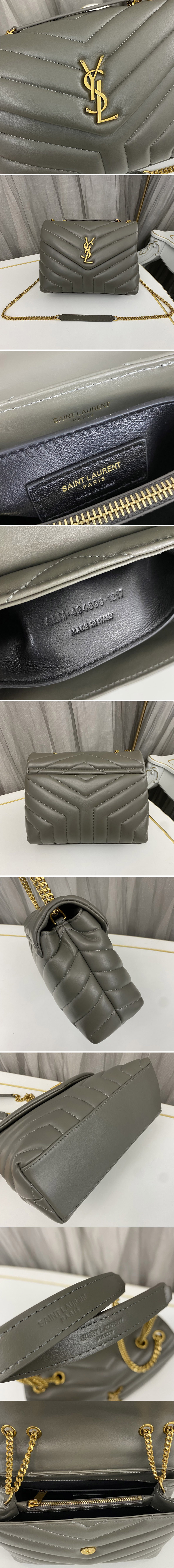 Replica Saint Laurent 494699 YSL LOULOU SMALL BAG IN Gray Y-QUILTED LEATHER With Gold