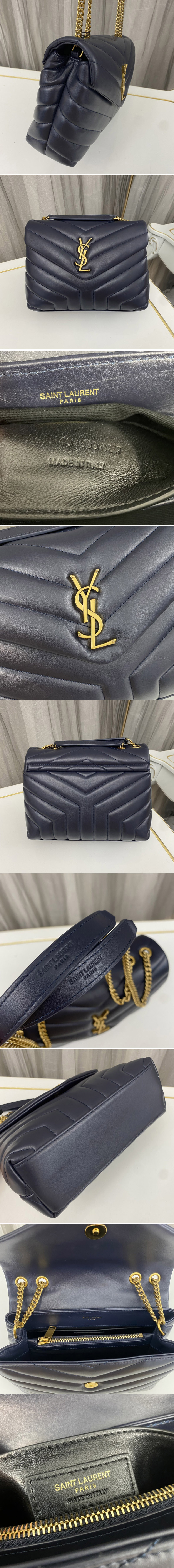 Replica Saint Laurent 494699 YSL LOULOU SMALL BAG IN Blue Y-QUILTED LEATHER With Gold