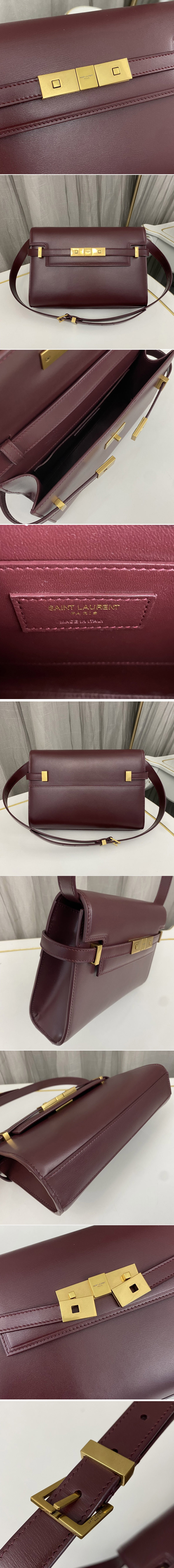 Replica Saint Laurent 675626 YSL MANHATTAN SMALL SHOULDER BAG IN Burgundy Leather