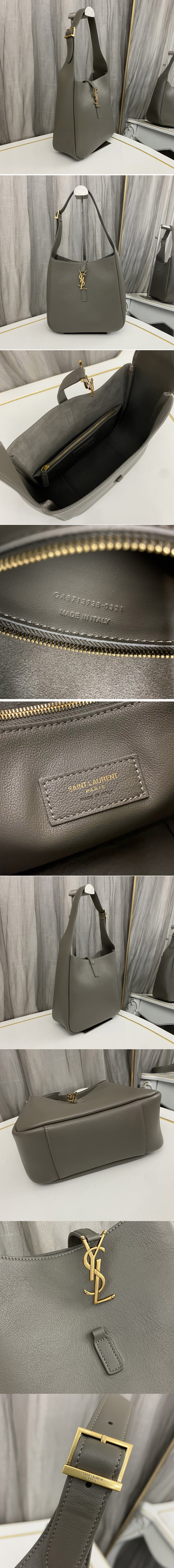 Replica Saint Laurent 713938 YSL LE 5 A 7 SOFT SMALL IN Grey SMOOTH LEATHER