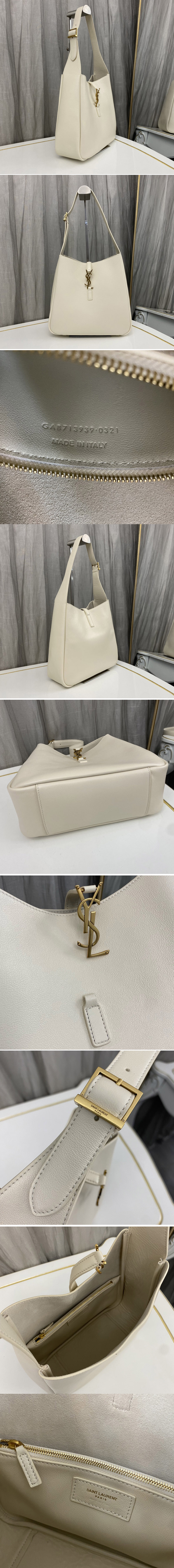 Replica Saint Laurent 713939 YSL LE 5 A 7 SOFT SMALL Bag IN White SMOOTH LEATHER