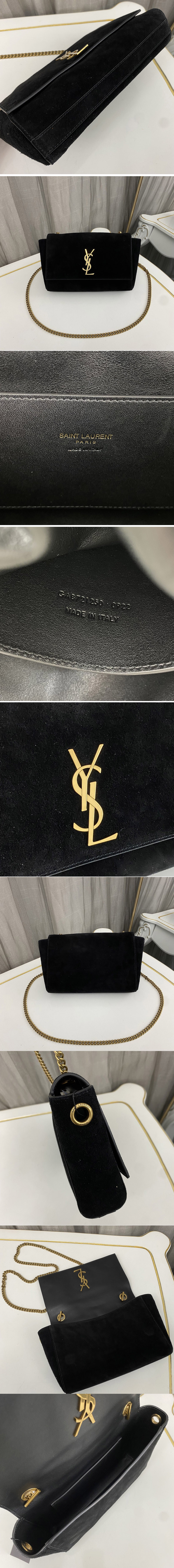 Replica Saint Laurent 721250 YSL Kate Small SUPPLE/REVERSIBLE Chain bag in Black Suede and Leather