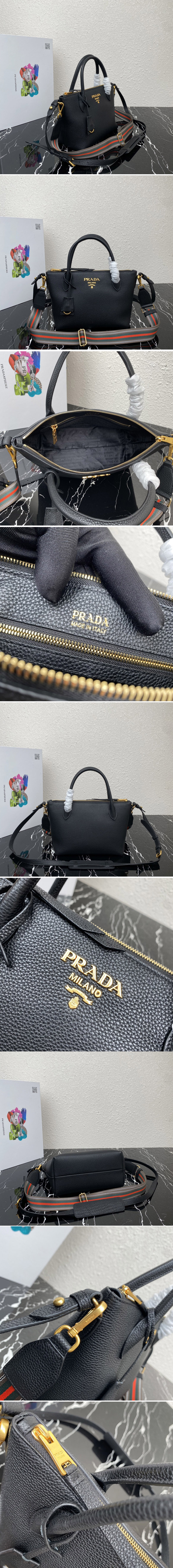 Replica Prada 1BA111 Should Strap Bag in Black Leather