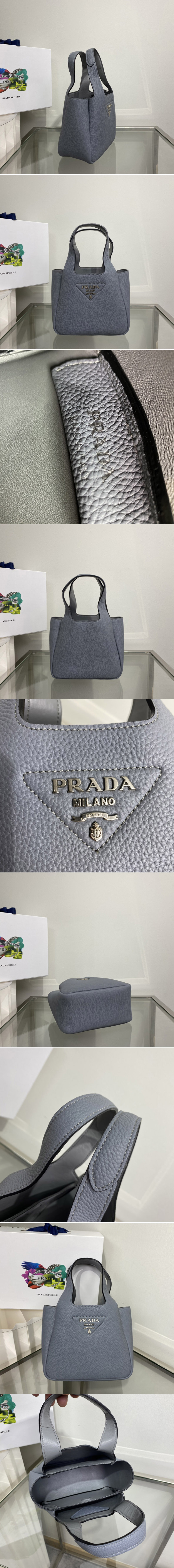 Replica Prada 1BA349 Leather mini bag in Gray Togo Leather