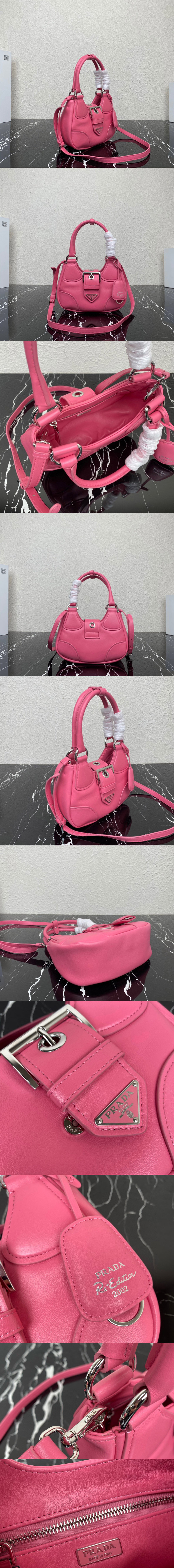 Replica Prada 1BA381 Prada Moon padded nappa-leather bag in Pink Leather