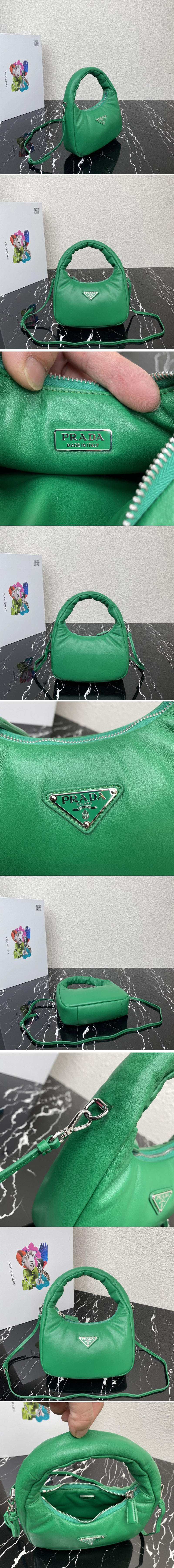 Replica Prada 1BA384 Prada Soft padded nappa leather mini-bag in Green Leather