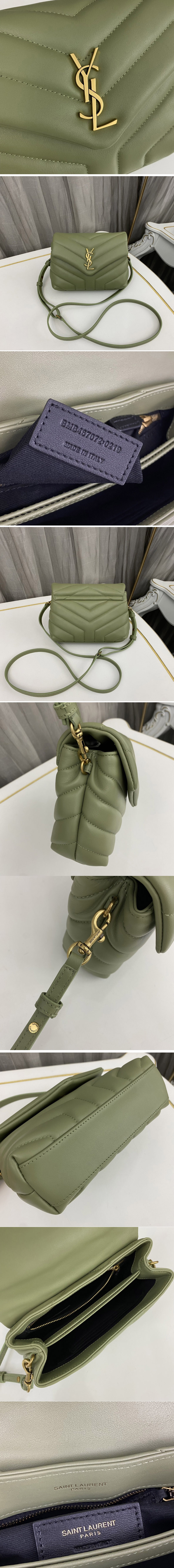 Replica Saint Laurent 467072 YSL Loulou Toy Bag in Green Leather