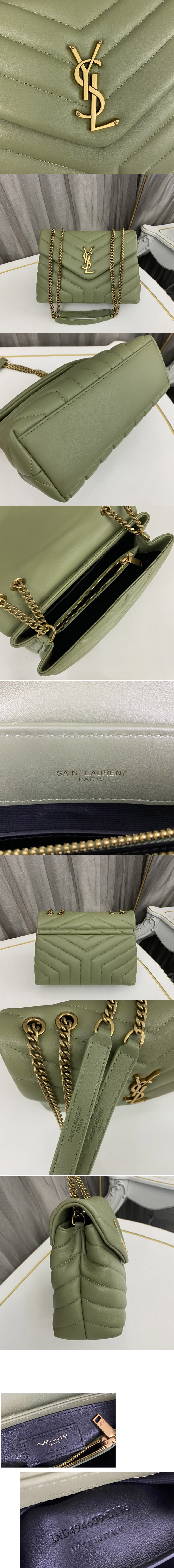 Replica Saint Laurent 494699 YSL LOULOU SMALL BAG in Green Leather