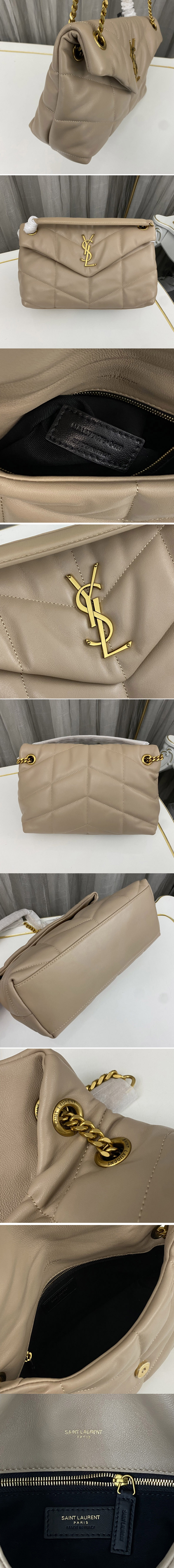 Replica Saint Laurent 577476 YSL LOULOU PUFFER SMALL BAG IN Apricot QUILTED LAMBSKIN