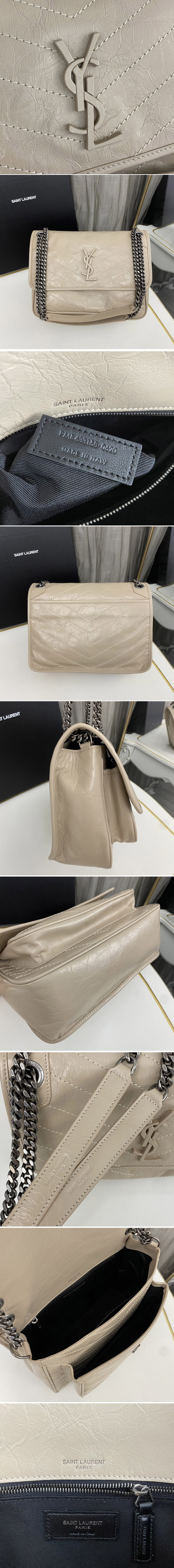 Replica Saint Laurent 633158 YSL NIKI MEDIUM Bag IN Apricot VINTAGE CRINKLED LEATHER