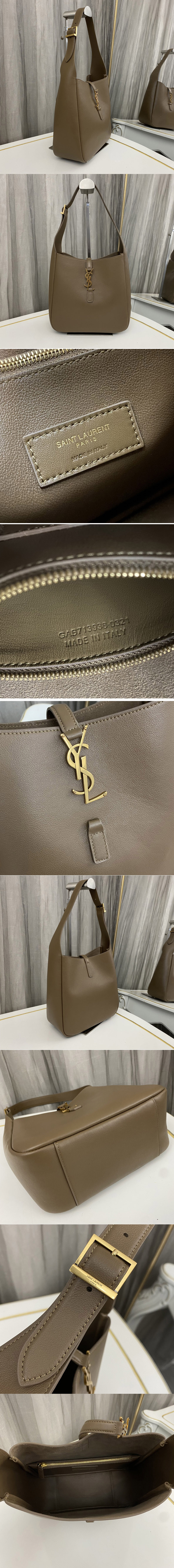 Replica Saint Laurent 713938 SMALL LE 5 A 7 SUPPLE SHOULDER BAG in Khaki Leather