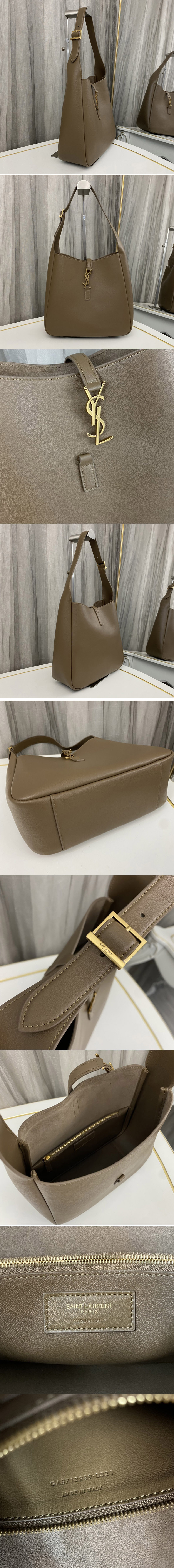 Replica Saint Laurent 713939 LE 5 A 7 SUPPLE SHOULDER BAG in Khaki Leather