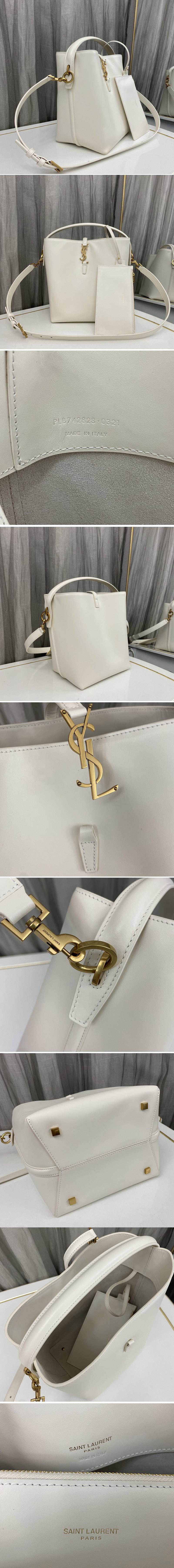 Replica Saint Laurent 7428282 LE 37 bag IN White SHINY LEATHER