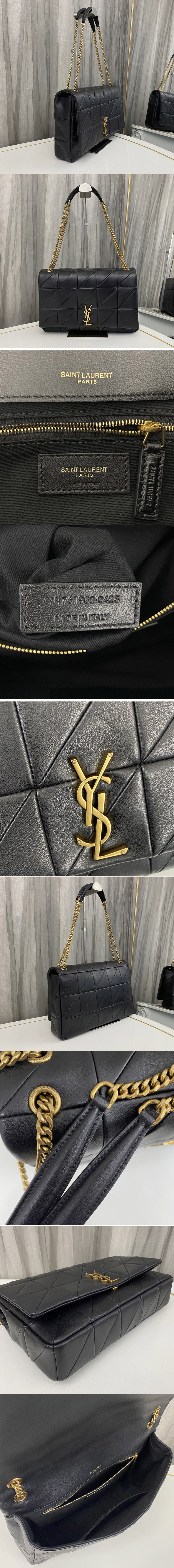 Replica Saint Laurent 761908 YSL JAMIE LARGE bag IN Black LAMBSKIN