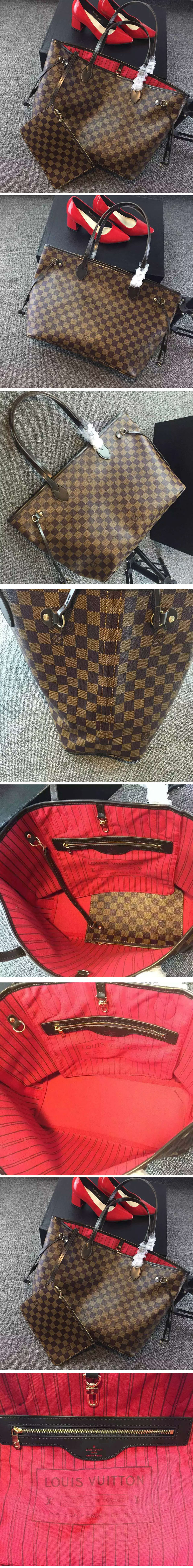 Replica Louis Vuitton N41358 Neverfull MM Damier Ebene Canvas Bags