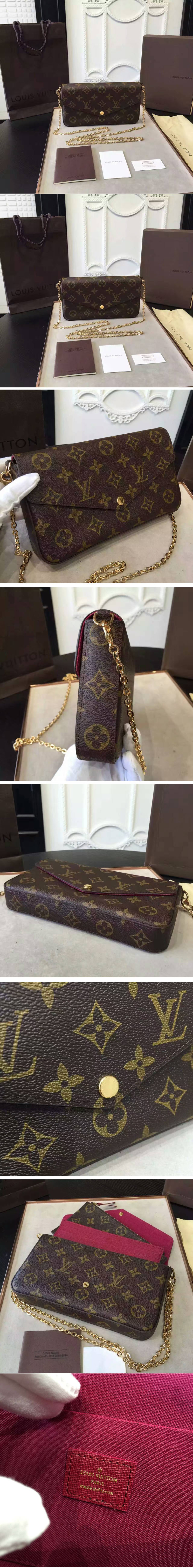 Replica Louis Vuitton M61276 Monogram Canvas Felicie Chain Wallet 