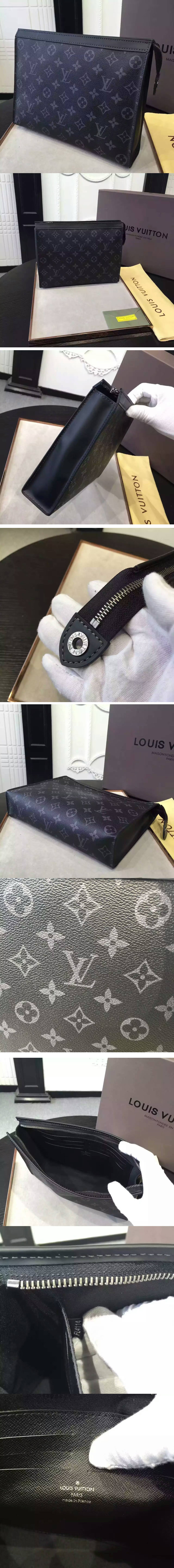 Replica Louis Vuitton M61692 Monogram Eclipse Canvas Pochette Voyage MM 