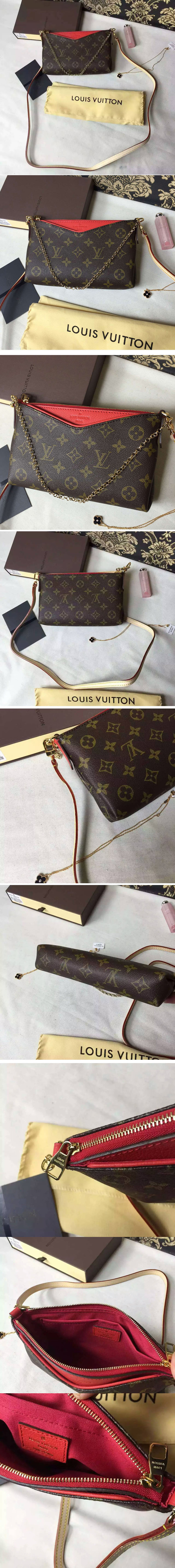 Replica Louis Vuitton M41638 Pallas Clutch Monogram Canvas Bags Red