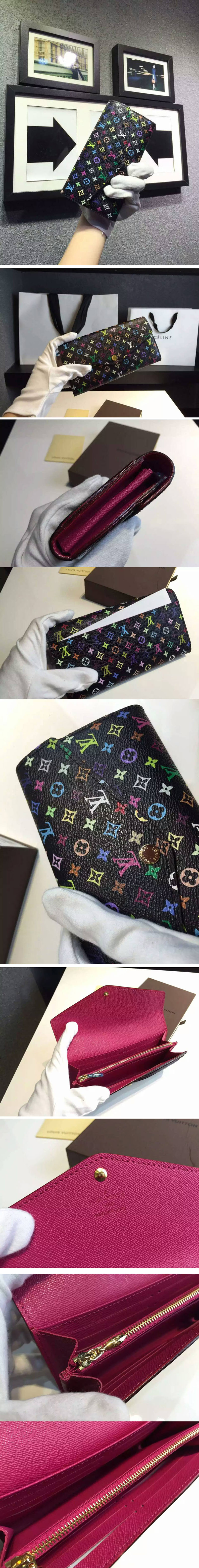 Replica Louis Vuitton M60668 Monogram Multicolore Sarah Wallet Black