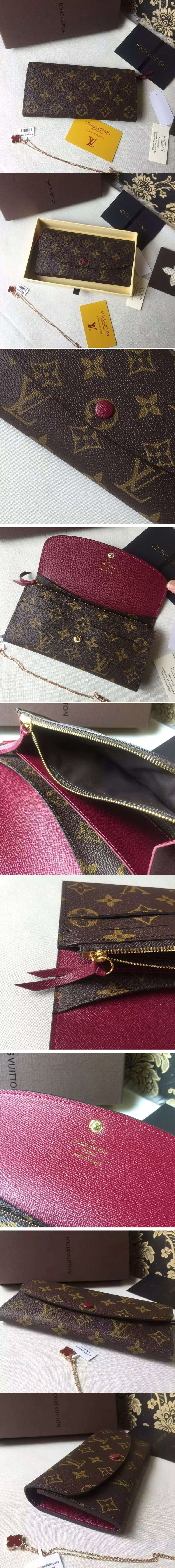 Replica Louis Vuitton M60697 Monogram Canvas Emilie Wallet Fuchsia