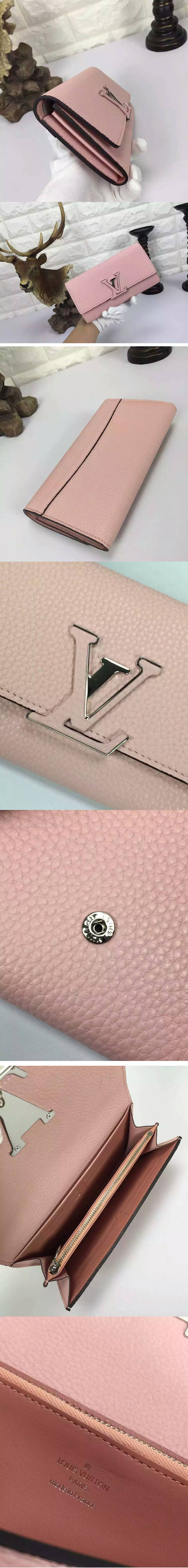 Replica Louis Vuitton M61248 Capucines Wallet Taurillon leather Pink