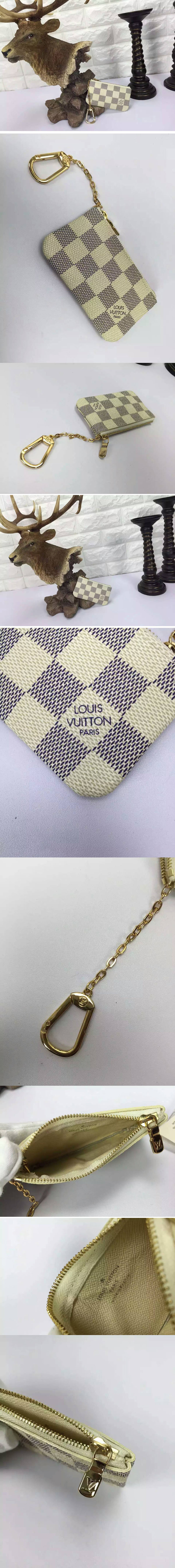 Replica Louis Vuitton N62659 Damier Azur Canvas Key Pouch 