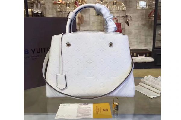 Replica Louis Vuitton M41698 Monogram Empreinte Montaigne MM White Bags